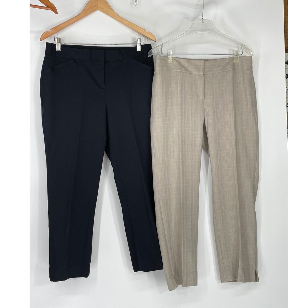 Rafaella Women Pants Lot of 2‎ Size 10P Dress Tapered Navy Blue Tan Plaid Bundle